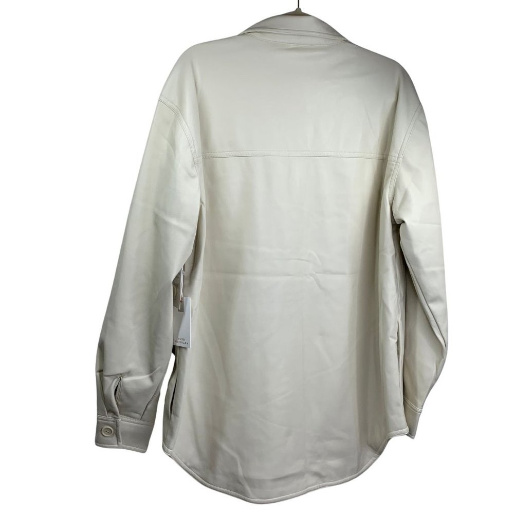 Good American Better Than Leather Faux Leather Shacket Bone Size 3/4=L/XL NWT - Picture 9 of 16